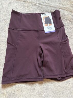 Fabletics High-Waist Bike Shorts — Plum